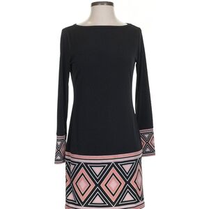 Michael Kors Black and Pink Geometric Long Sleeve Dress